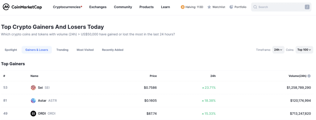 SEI leads the top crypto gainers with 23% jump - 1