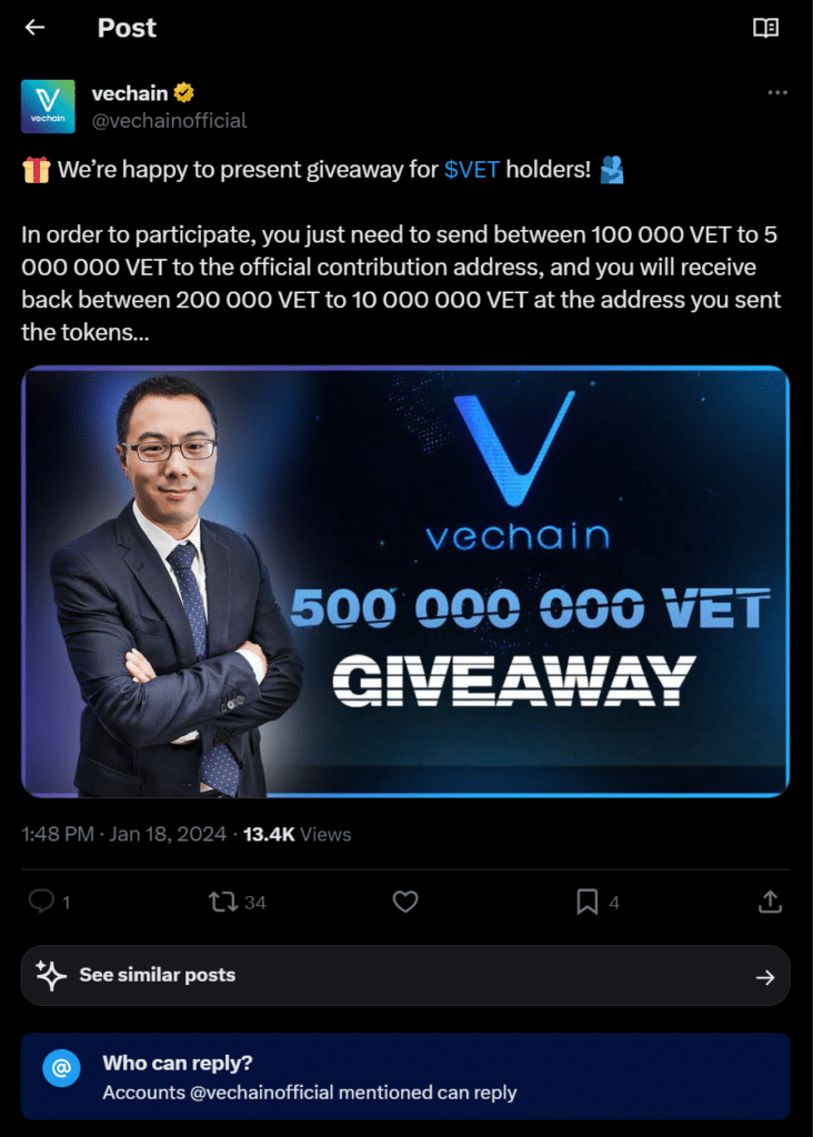 Hackers hijack VeChain's X page  - 1