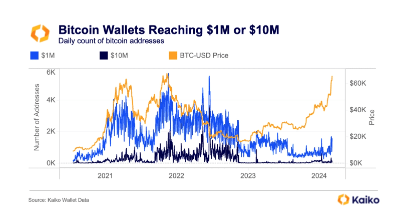 Bitcoin’s rally creating millionaire wallets each day  - 1